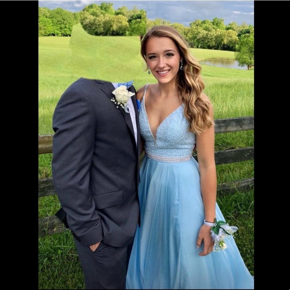 ***SOLD*** Sherri Hill pale blue beaded prom dress